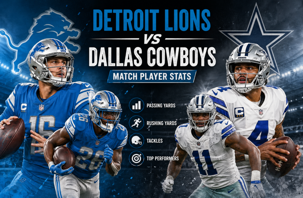 Detroit Lions vs Dallas Cowboys Match Player Stats