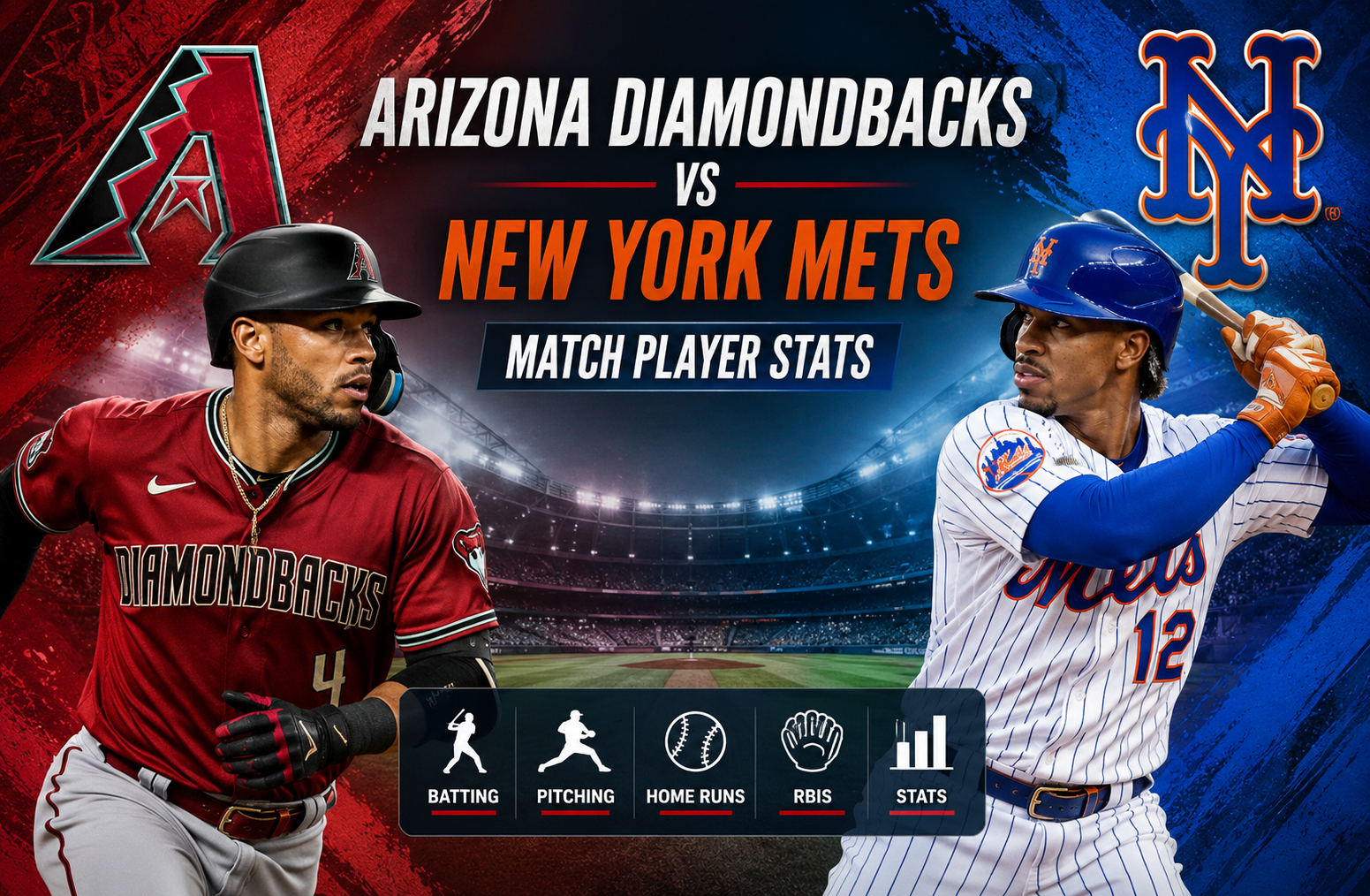 Arizona Diamondbacks vs New York Mets Match Player Stats